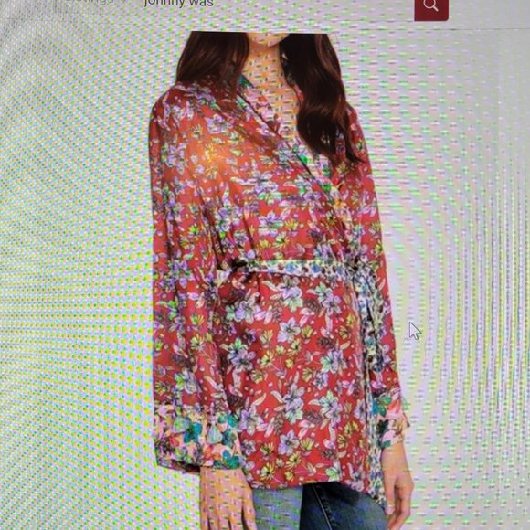 Johnny Was Silk Smoking Jacket/Kimono  XL size  NWOT - Picture 2 of 13